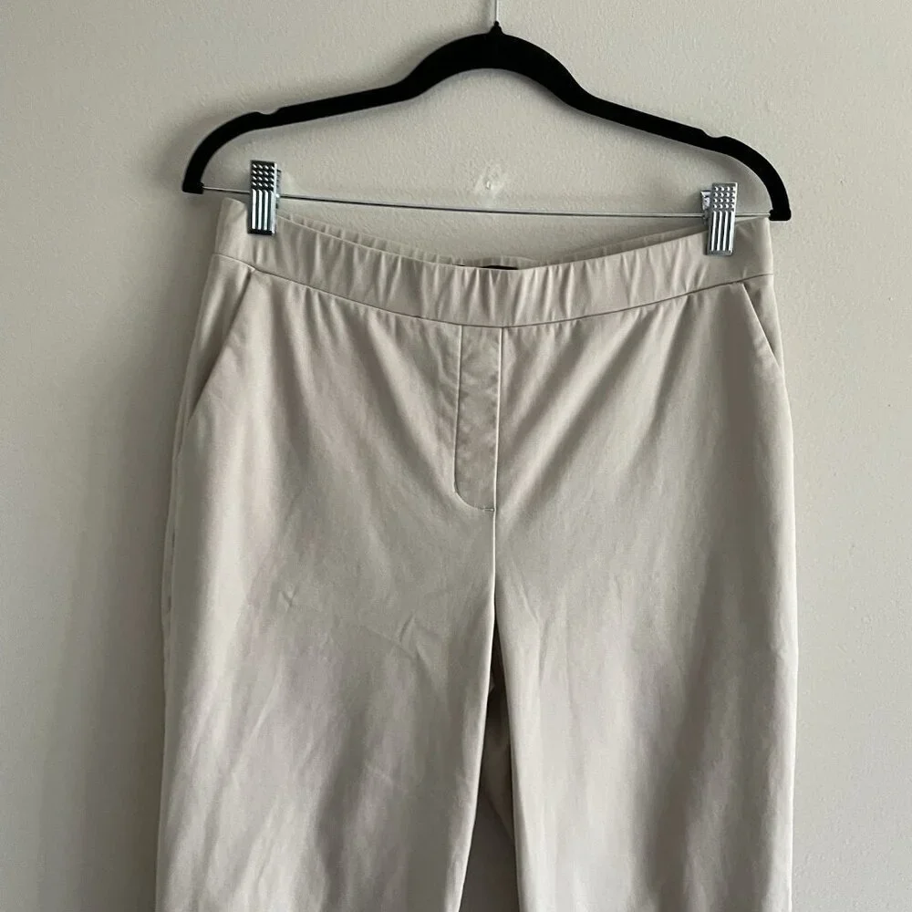 Express Women M Beige Stretch Knit Pockets Pull-On High Rise Cuffed Ankle Pants